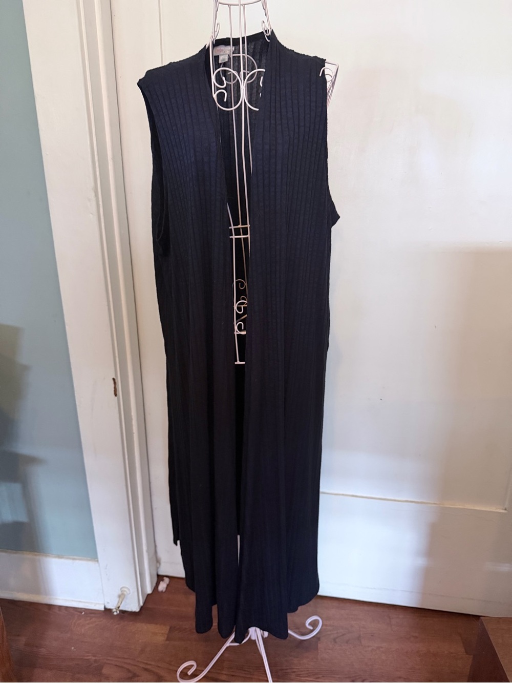 LuLaRoe Joy - Long Ribbed Duster Vest / Blue/Black